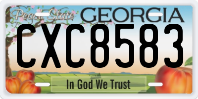 GA license plate CXC8583
