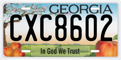 GA license plate CXC8602