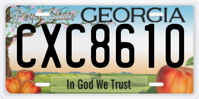 GA license plate CXC8610