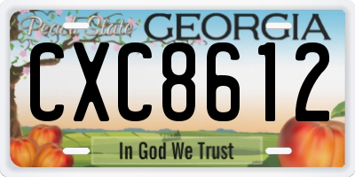 GA license plate CXC8612