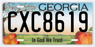 GA license plate CXC8619