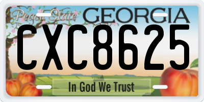 GA license plate CXC8625
