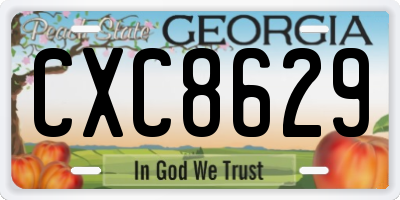 GA license plate CXC8629