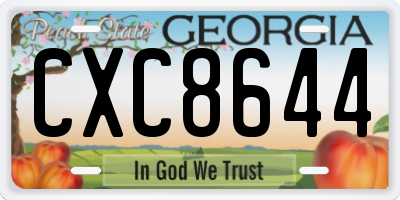 GA license plate CXC8644