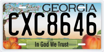 GA license plate CXC8646