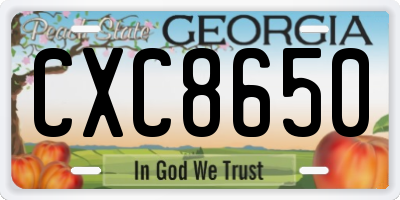 GA license plate CXC8650