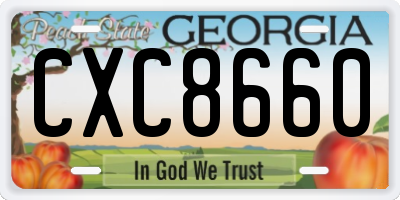 GA license plate CXC8660
