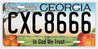 GA license plate CXC8666