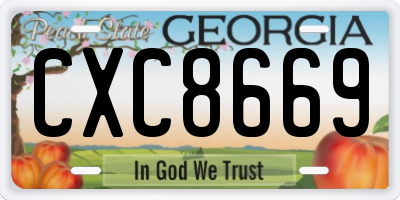GA license plate CXC8669