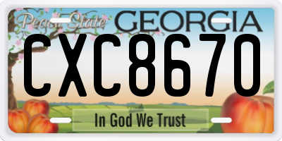 GA license plate CXC8670