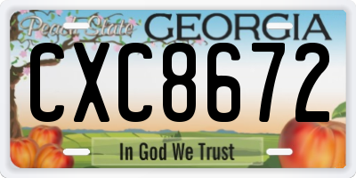 GA license plate CXC8672
