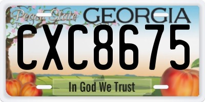 GA license plate CXC8675