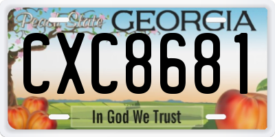 GA license plate CXC8681