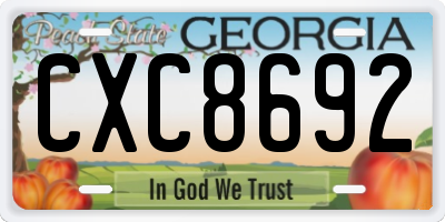 GA license plate CXC8692