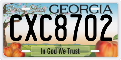 GA license plate CXC8702