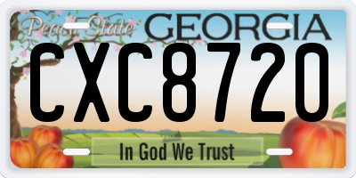 GA license plate CXC8720