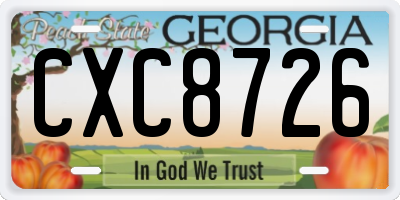 GA license plate CXC8726