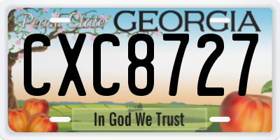 GA license plate CXC8727