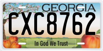 GA license plate CXC8762