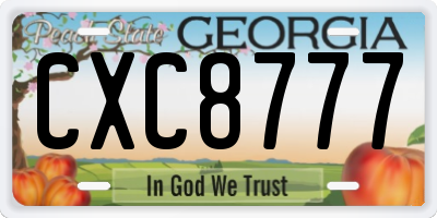 GA license plate CXC8777