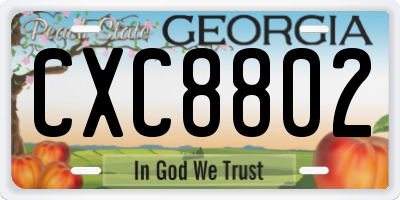 GA license plate CXC8802