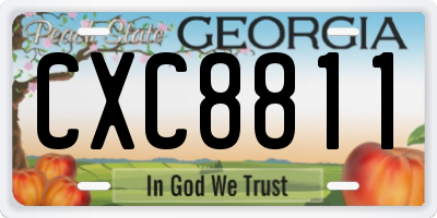 GA license plate CXC8811
