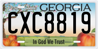 GA license plate CXC8819