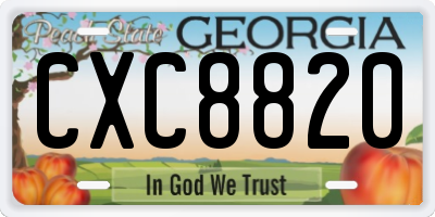 GA license plate CXC8820