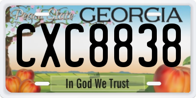 GA license plate CXC8838