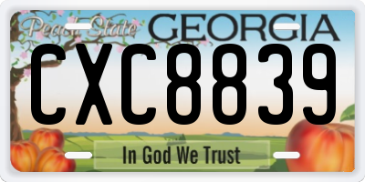 GA license plate CXC8839