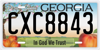 GA license plate CXC8843