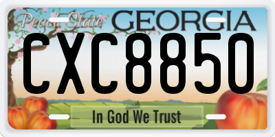 GA license plate CXC8850