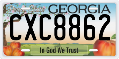 GA license plate CXC8862