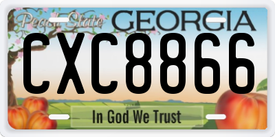 GA license plate CXC8866