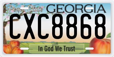 GA license plate CXC8868