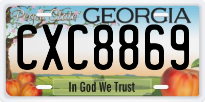GA license plate CXC8869