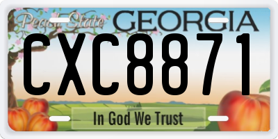 GA license plate CXC8871