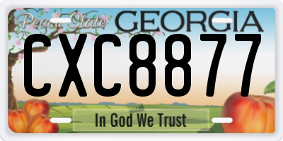 GA license plate CXC8877