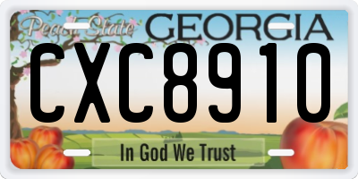 GA license plate CXC8910