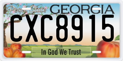 GA license plate CXC8915