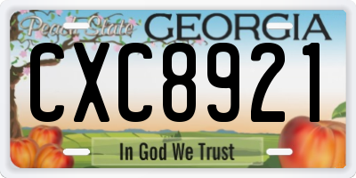 GA license plate CXC8921