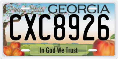 GA license plate CXC8926