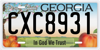 GA license plate CXC8931