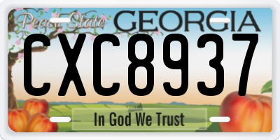 GA license plate CXC8937