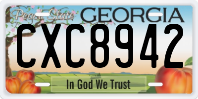 GA license plate CXC8942