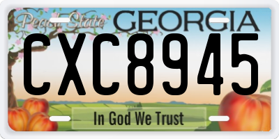 GA license plate CXC8945