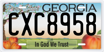 GA license plate CXC8958