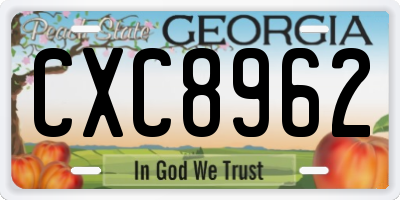 GA license plate CXC8962
