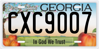 GA license plate CXC9007