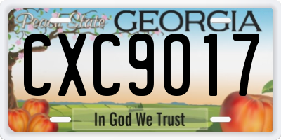 GA license plate CXC9017